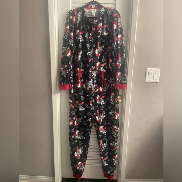 Wembley Unisex Christmas Holiday Onesie L/XL Naughty, Nice, I Tried Like New! - Picture 2 of 3